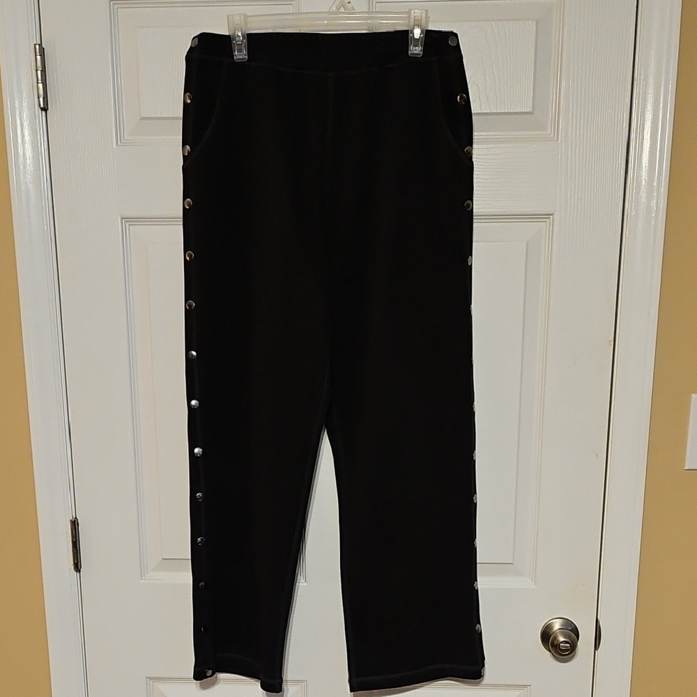 Renova Black Pants with Side Snaps Detail - For Wearing Over Uniforms